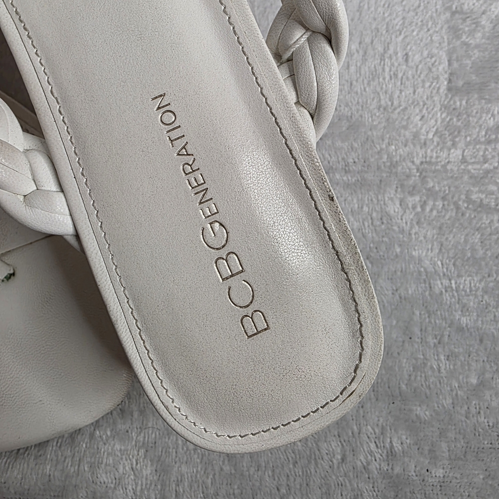 Bcbgeneration White Slide Sandals With Braided St… - image 2